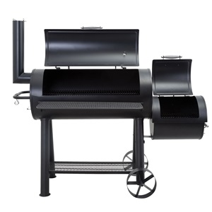 Open view of Charmate Wrangler Offset BBQ & Smoker
